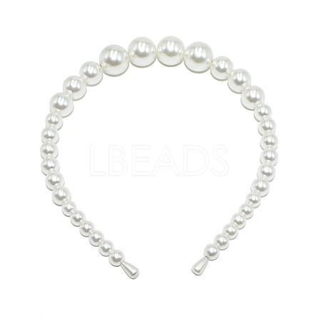 Plastic Imitation Pearls Hair Bands OHAR-PW0007-20B-1