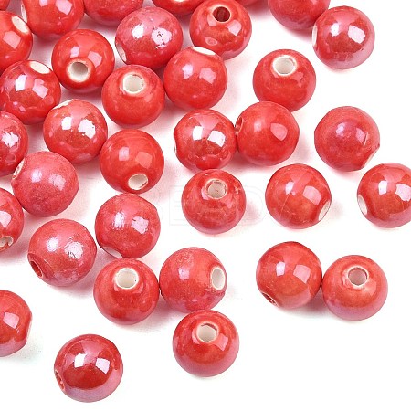 Glazed Porcelain Round Beads PORC-S489-10mm-14-1