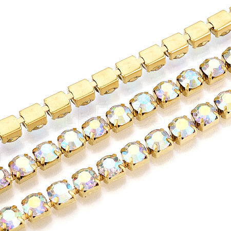 Brass Rhinestone Strass Chains CHC-T001-SS28-02G-1