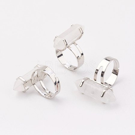 Natural Quartz Crystal Finger Rings RJEW-P120-D05-1