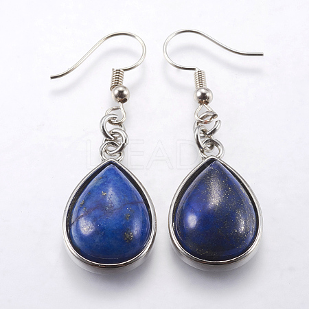 Natural Lapis Lazuli Dangle Earrings EJEW-P143-A07-1