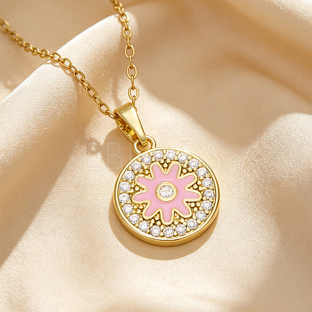 Brass Enamel Pendant 201 Stainless Steel Cable Chain Necklaces for Women WG0A1E8-03-1