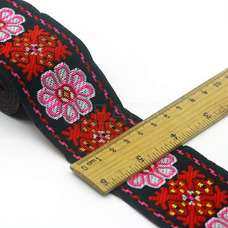 Flat Ethnic Style Embroidery Polyester Ribbons PW-WG39693-02-1