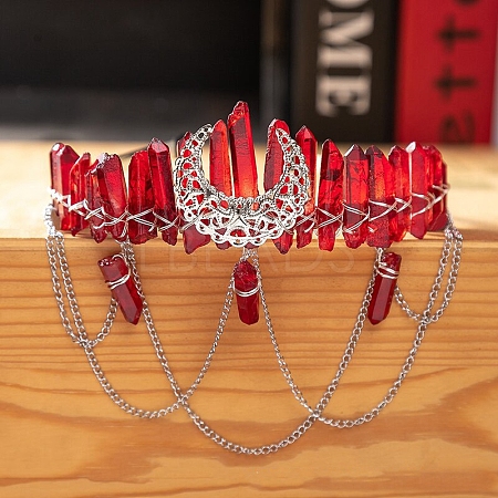 Moon & Chain Metal Hair Bands PW-WG63593-04-1
