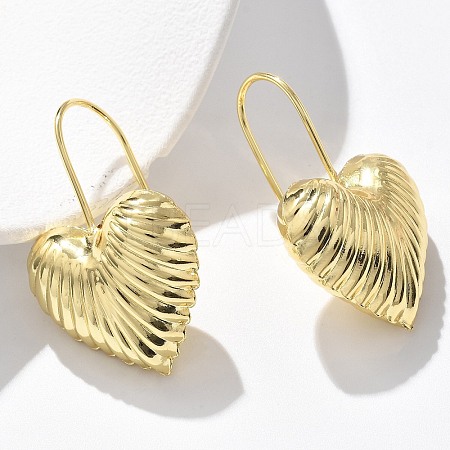 Textured Heart Brass Dangle Earrings EJEW-B132-04G-1