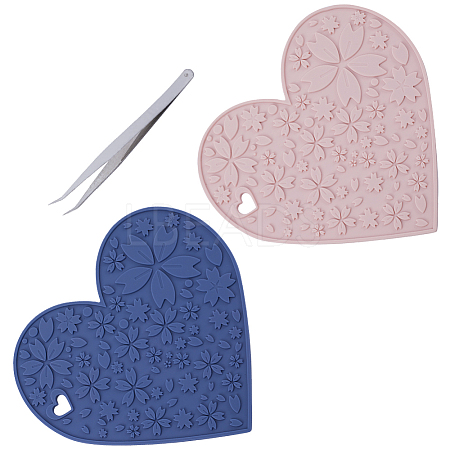 2Pcs 2 Colors Silicone Hot Mats for Hot Dishes AJEW-GF0008-29B-1