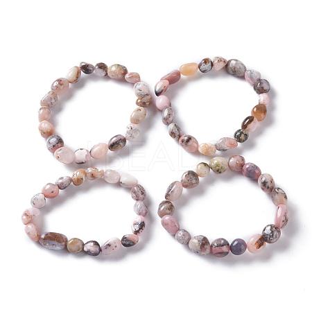 Natural Pink Opal Bead Stretch Bracelets BJEW-K213-46-1