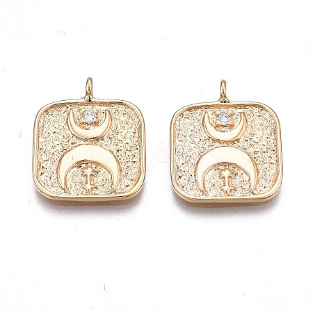 Brass Micro Pave Clear Cubic Zirconia Pendants KK-N232-250-1