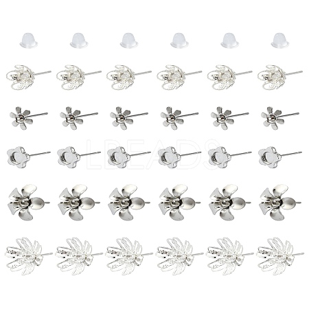 30Pcs 5 Styles 304 Stainless Steel Stud Earring Findings STAS-YW0001-87-1