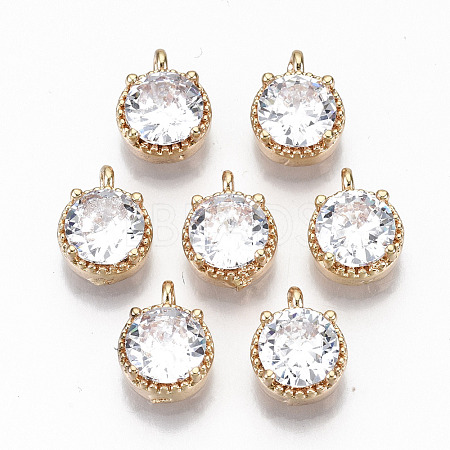 Brass Glass Rhinestone Charms GLAA-S179-32-RS-1