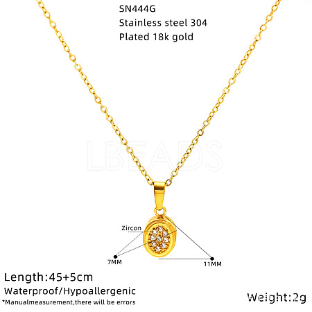 304 Stainless Steel Crystal Rhinestone Pendant Necklaces for Women WG594E0-02-1