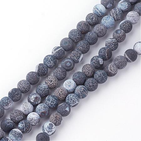 Natural Fire Crackle Agate Bead Strands G-S216-8mm-01-1