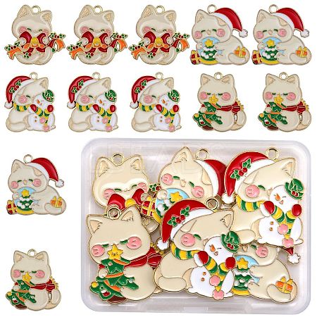 12Pcs 4 Style Christmas Theme Alloy Enamel Pendants ENAM-SZ0004-09-1