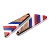 Independence Day Opaque Striped Resin & Walnut Wood Pendants RESI-U010-02F-2