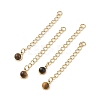 Ion Plating(IP) 316 Surgical Stainless Steel Curb Chain Extender with Natural  Tiger Eye Round Charm STAS-A097-01G-01-1