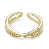 Rack Plating Brass Micro Pave Cubic Zirconia Open Cuff Rings RJEW-K257-19G-2