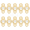 10Pcs 925 Sterling Silver Pave Clear Cubic Zirconia Flat Round Links Connector Charms STER-BC0004-22G-1