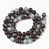 Assembled Synthetic Aqua Terra Jasper and Bronzite Beads Strands G-S366-024-2