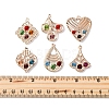 30Pcs 6 Styles Iron & Glass Pendants IFIN-FS0001-52-5