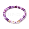 Polymer Clay Heishi Beads Stretch Bracelets BJEW-JB05711-01-2