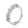 Clear Cubic Zirconia Flower Adjustable Ring RJEW-I087-08P-1