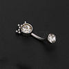 316L Surgical Stainless Steel Clear Cubic Zirconia Flat Round Curved Barbell Belly Rings WG64C82-04-1