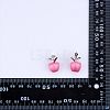 10Pcs Apple Gemstone Charm Pendant Crystal Quartz Healing Natural Stone Pendants Pink Silver Buckle for Jewelry Necklace Earring Making Crafts JX525A-8