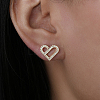 925 Sterling Silver Micro Pave Cubic Zirconia Heart Stud Earrings for Women JM8853-1-2