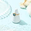 Copper Wired Natural Abalone Shell/Paua Shell Finger Rings for Women RJEW-JR01055-2