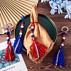 Crafans 4Pcs 2 Style Independence Day Theme Wooden Ring & Woolen Yarn Tassels Pendant Decorations HJEW-CF0001-20-7