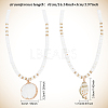 ANATTASOUL 2Pcs 2 Style Natural Shell Pendant Necklaces Set with Disc Beaded Chains for Women NJEW-AN0001-75-2