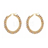 304 Stainless Steel Beaded Hoop Earrings EJEW-JE04544-01-1