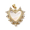 Brass Micro Pave Cubic Zirconia Shell Pendants KK-D328-27G-C-1