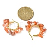 Natural Red Agate Chips Braided Hoop Earrings EJEW-JE04940-18-2