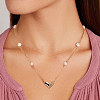 925 Stainless Steel Heart Pendant Necklaces with Cubic Zirconi and Natural Pearl NJEW-Z030-05G-3