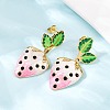 304 Stainless Steel Enamel Strawberry Dangle Stud Earrings LS-EJEW-A138-10G-02-3