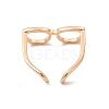 Brass Glasses Frame Open Cuff Ring for Women RJEW-F140-140KCG-2