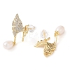 Natural Pearl Stud Earrings EJEW-L286-04G-2