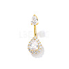 Geometric Brass Clear Cubic Zirconia Teardrop Curved Barbell Belly Button Rings for Women's Gift OY0687-3-2