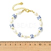 Natural Cultured Freshwater Pearl & Handmade Porcelain Beads Bracelets for Women BJEW-JB13755-4