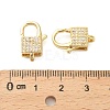 Square Brass Micro Pave Clear Cubic Zirconia Lobster Claw Clasps KK-I354-01G-06-3