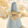 Flower Rotatable Finger Ring for Women RJEW-U035-01G-02-2