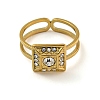Ion Plating(IP) 304 Stainless Steel Rhinestone Square Finger Rings for Women Men STAS-Z060-01G-2