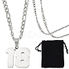 1Pc 304 Stainless Steel Figaro Chain Number Pendant Necklaces NJEW-BBC0001-28B-P-1