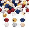 Fashewelry 60Pcs 6 Colors Painted Natural Wood European Beads WOOD-FW0001-02-2