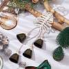 Christmas Tree Cotton Cord & Iron Bell & Wood Pendant Decorations HJEW-TA00317-1