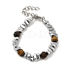 Natural Tiger Eye & Stainless Steel Nugget Beaded Bracelets WG37350-01-2