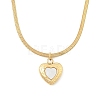 Ion Plating(IP) 304 Stainless Steel & Shell Heart Pendant Flat Snake Chain Necklaces for Women NJEW-F328-07G-1