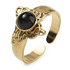 Natural Dyed & Heated Black Agate Finger Rings RJEW-U027-05G-09-1