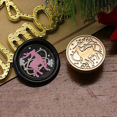Christmas Series Wax Seal Brass Stamp Head AJEW-M037-01G-16-1